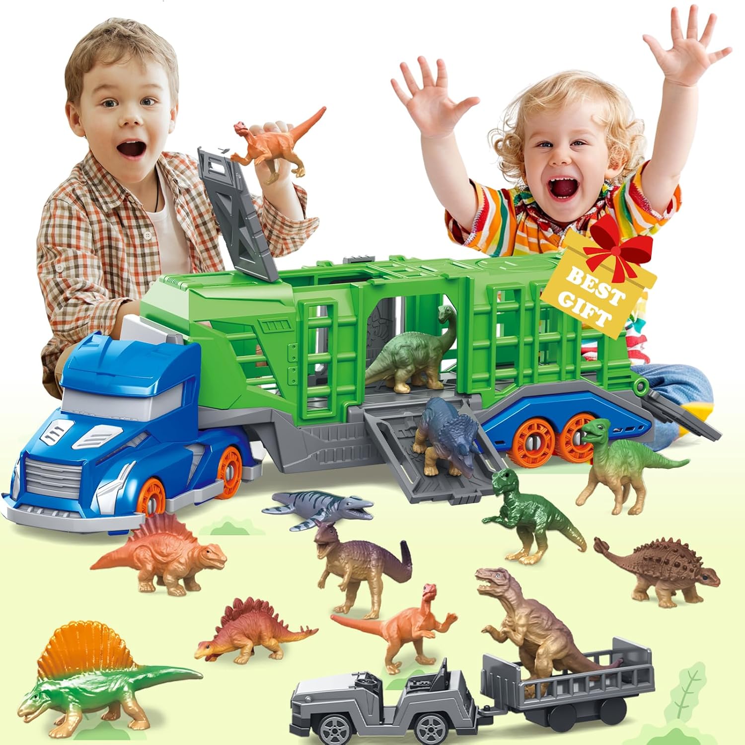 Sandbox Play Set - Set Giocattolo Veicolo Trasporto Dinosauri e